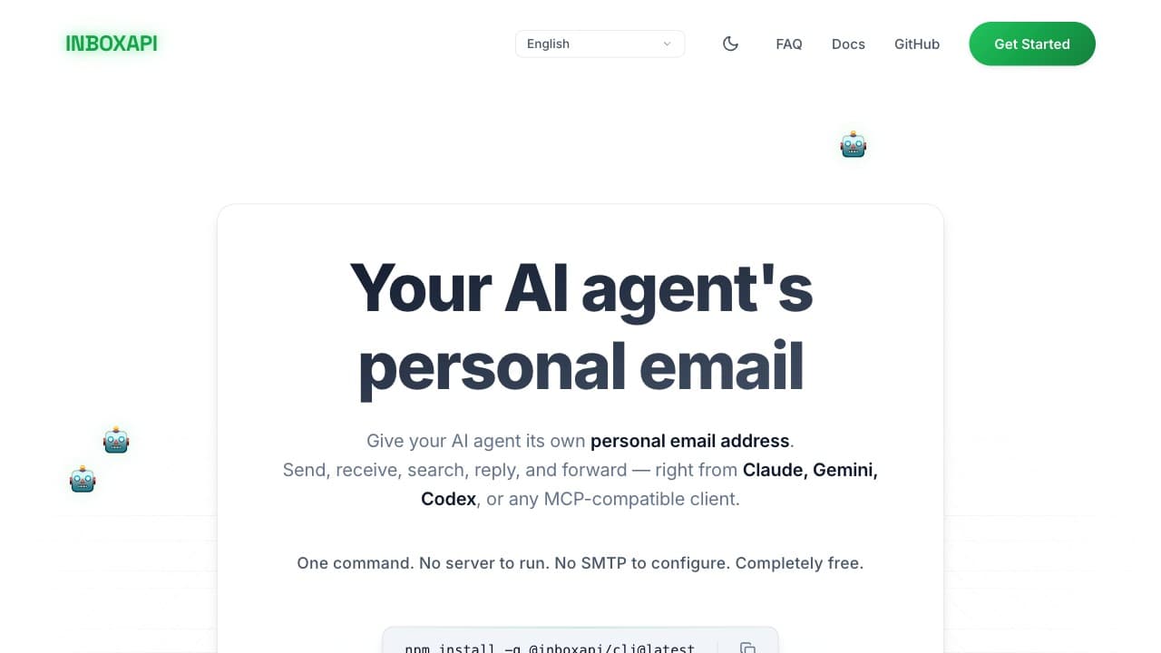 InboxAPI homepage screenshot