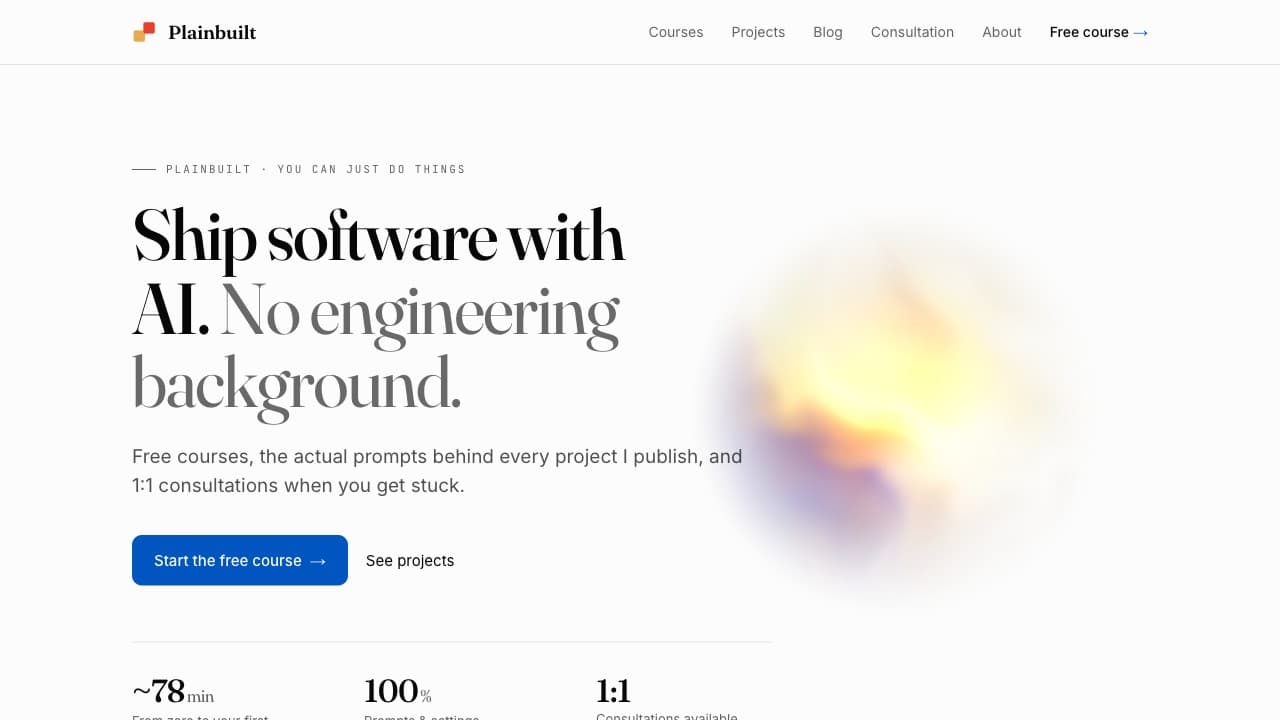 Plainbuilt homepage screenshot
