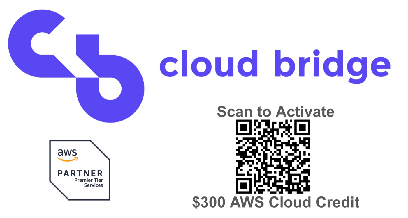CloudBridge sponsor offer: scan to activate $300 AWS cloud credit at the 02Ship Claude Sydney meetup